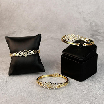 Gold Color Hollow Crystal Cuff Rhinestone Bangles Bracelet for Women - The Jewellery Supermarket